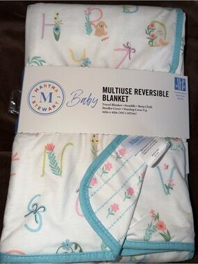 Martha Stewart Baby Multiuse Reversible Blanket - Pastel Floral Alphabet NWT